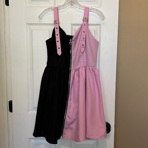 Hot Topic Women's Pink & Black Split Sweetheart Dress Size L